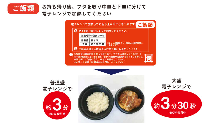 お持ち帰りの麺類・ご飯類の温め方について